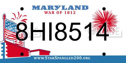 8HI8514 Maryland License Plate