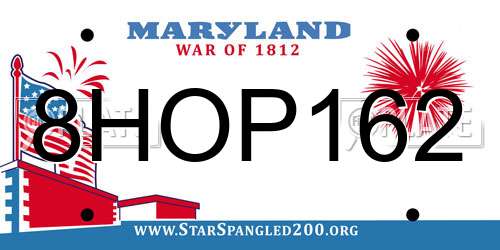 8HOP162 Maryland License Plate
