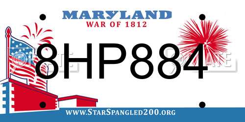 8HP884 Maryland License Plate