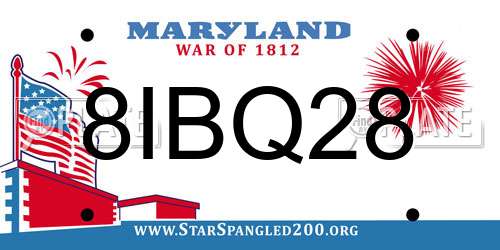 8IBQ28 Maryland License Plate