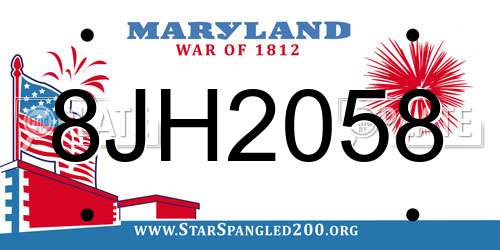 8JH2058 Maryland License Plate