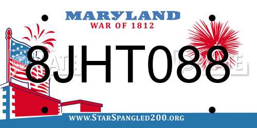 8JHT088 Maryland License Plate