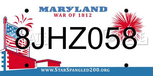 8JHZ058 Maryland License Plate