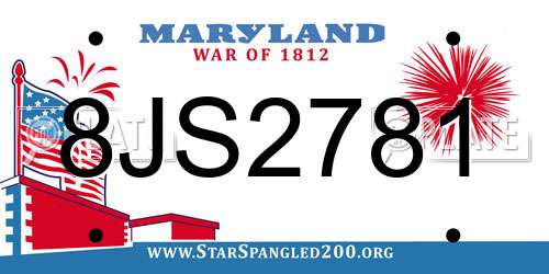 8JS2781 Maryland License Plate