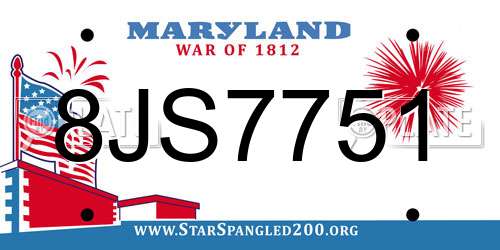 8JS7751 Maryland License Plate