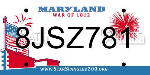 8JSZ781 Maryland License Plate