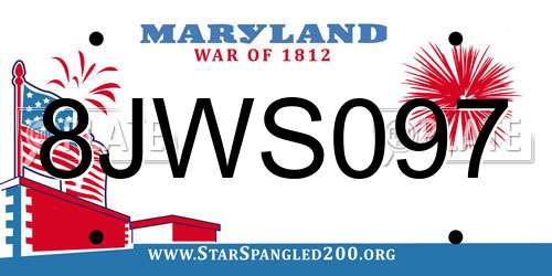 8JWS097 Maryland License Plate