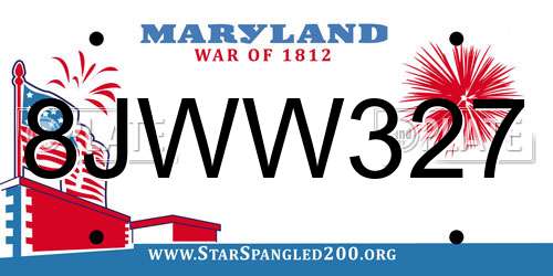 8JWW327 Maryland License Plate
