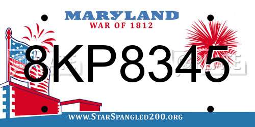 8KP8345 Maryland License Plate