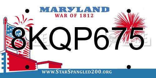 8KQP675 Maryland License Plate