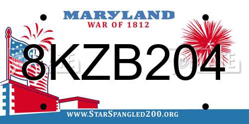 8KZB204 Maryland License Plate