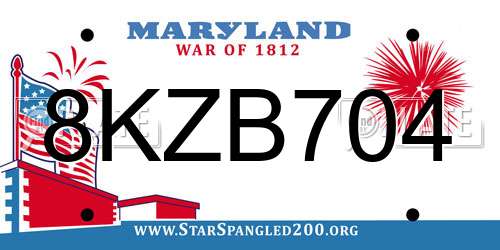 8KZB704 Maryland License Plate