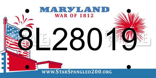 8L28019 Maryland License Plate