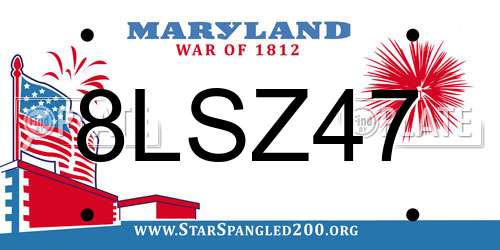 8LSZ47 Maryland License Plate