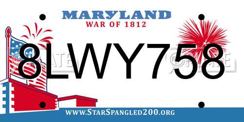 8LWY758 Maryland License Plate