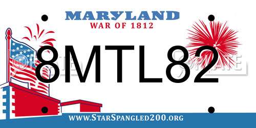 8MTL82 Maryland License Plate