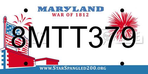 8MTT379 Maryland License Plate