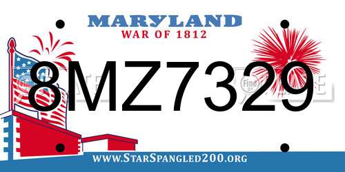8MZ7329 Maryland License Plate