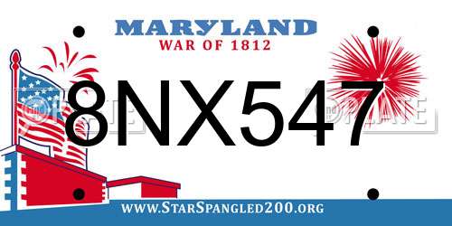 8NX547 Maryland License Plate