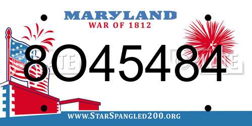 8O45484 Maryland License Plate