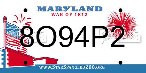 8O94P2 Maryland License Plate