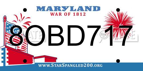 8OBD717 Maryland License Plate