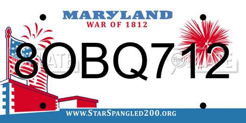 8OBQ712 Maryland License Plate