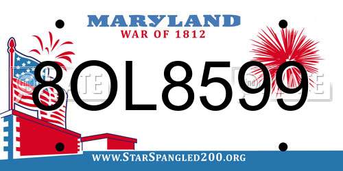 8OL8599 Maryland License Plate