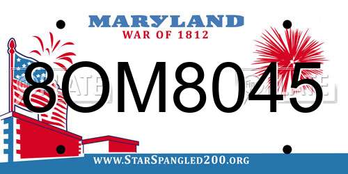 8OM8045 Maryland License Plate
