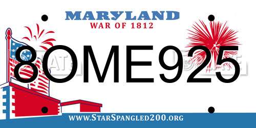 8OME925 Maryland License Plate