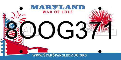 8OOG371 Maryland License Plate