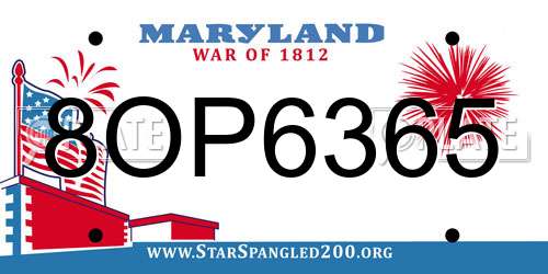 8OP6365 Maryland License Plate