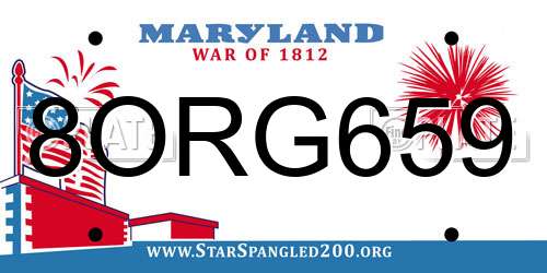 8ORG659 Maryland License Plate