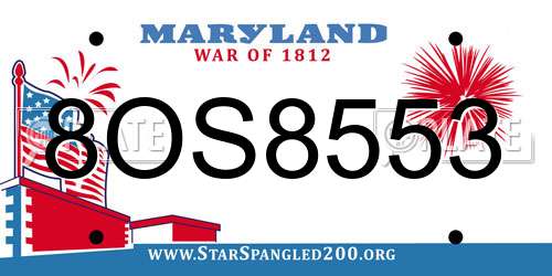 8OS8553 Maryland License Plate