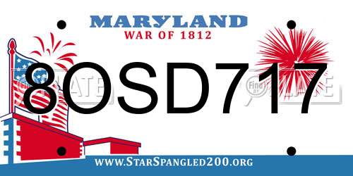 8OSD717 Maryland License Plate