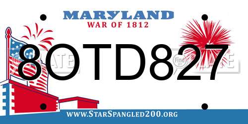 8OTD827 Maryland License Plate