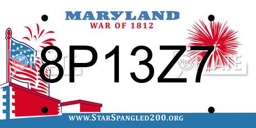 8P13Z7 Maryland License Plate