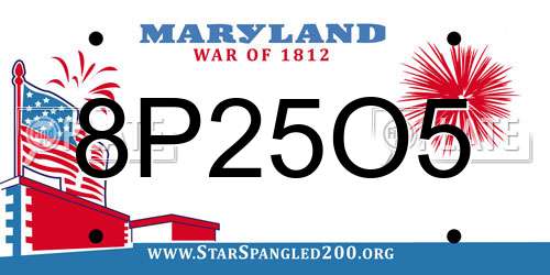 8P25O5 Maryland License Plate