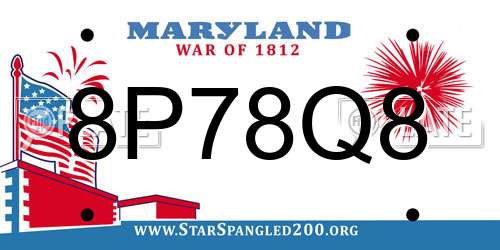 8P78Q8 Maryland License Plate