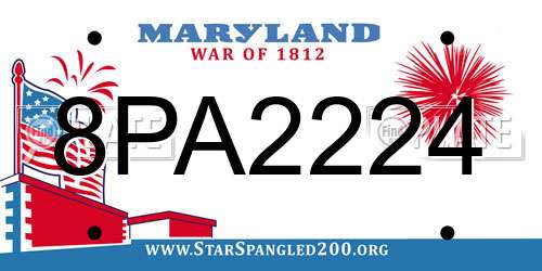 8PA2224 Maryland License Plate