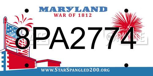8PA2774 Maryland License Plate