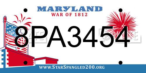 8PA3454 Maryland License Plate