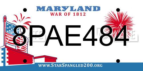 8PAE484 Maryland License Plate