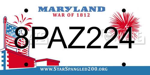 8PAZ224 Maryland License Plate
