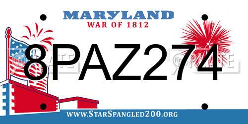 8PAZ274 Maryland License Plate