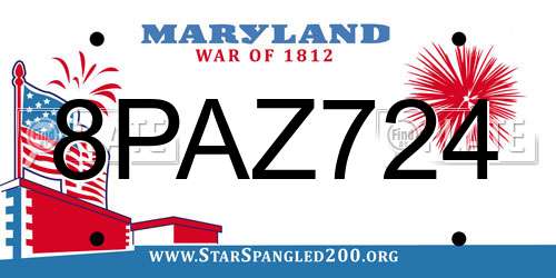 8PAZ724 Maryland License Plate