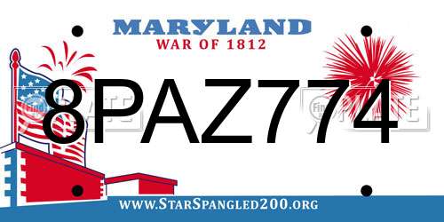8PAZ774 Maryland License Plate