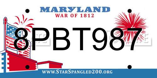 8PBT987 Maryland License Plate