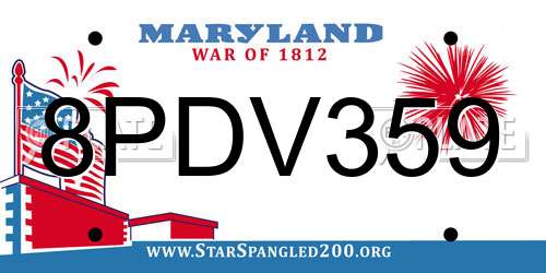 8PDV359 Maryland License Plate