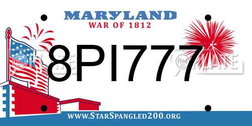 8PI777 Maryland License Plate